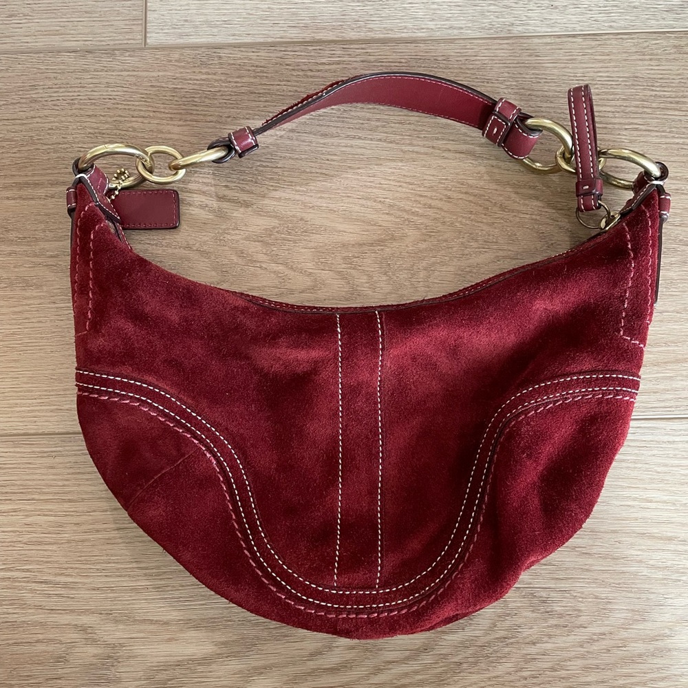 Coach burgundy suede hobo purse